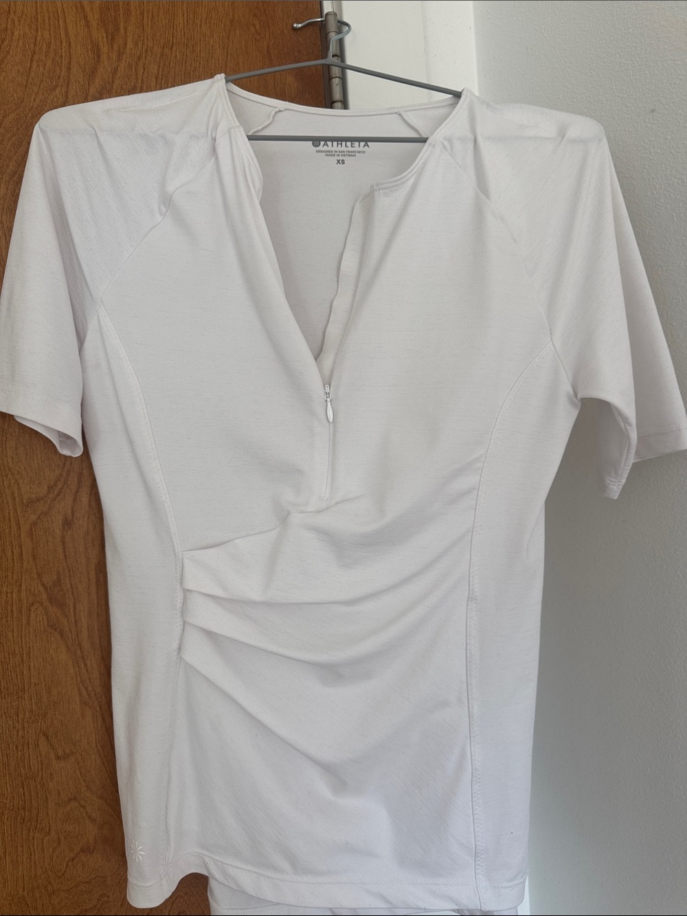 Athleta White Short-Sleeve Half-Zip Active Top - Picture 1 of 3
